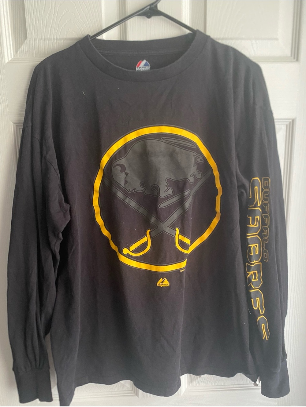 Majestic Black Tee with Gold Buffalo Sabres Crest